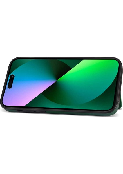 Iphone 15 Plus Için Telefon Kapağı Artı Fermuarlı Cep Cüzdanı Kickstand Pu Deri+Omuz Kayış Yeşili ile Tpu Kasa (Yurt Dışından)