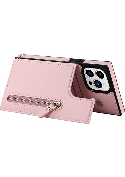 Iphone 15 Pro Max Rfıd Engelleyen Telefon Kılıfı Tpu+Pu Kickstand Cüzdan Telefon Kapağı Omuz Kayış Pembe (Yurt Dışından)