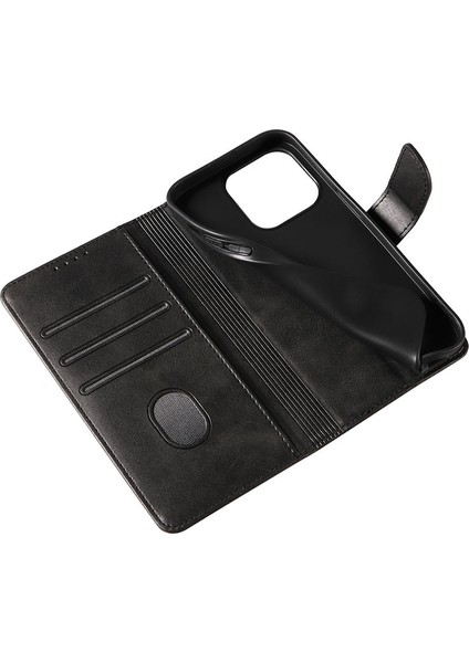 Iphone 15 Pro Cep Telefonu Kılıfı Cüzdan Buzağı Doku Stand Pu Derisi+Tpu Telefon Kapak-Mavi (Yurt Dışından)