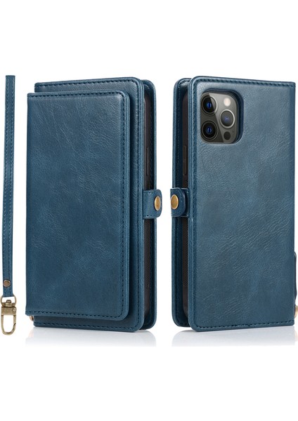 Iphone 13 Pro 6.1 Inç Çıkarılabilir 2-1 Arada Tpu+Pu Deri Flip Kapak Cüzdanı Telefon Kasası Mavisi Için Şok Geçirmez Kasa (Yurt Dışından)