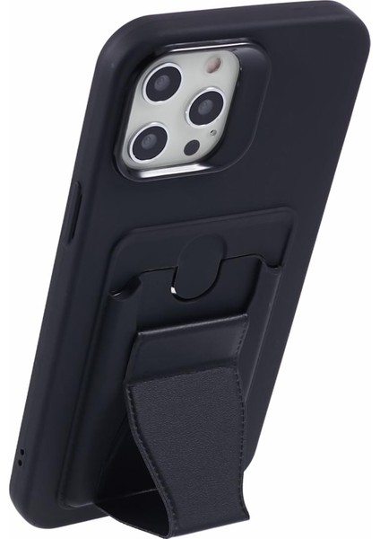 Iphone 12 Pro Max Için 6.7 Inç Kasa Kartı Tutucu Kickstand Yumuşak Tpu Telefon Geri Koruyucu-Black (Yurt Dışından)
