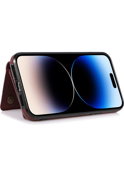Iphone 12 Pro Max Için 6.7 Inç Cep Telefonu Kılıf Üç Katlı Cüzdan Anti-Çizik Pu Deri+Tpu Kapak-Kırmızı Kırmızı (Yurt Dışından)