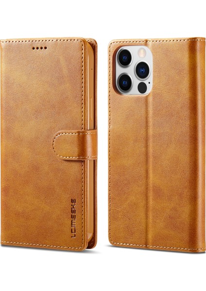 Iphone 15 Pro Max Cüzdan Kılıf Buzağı Dokusu Katlanabilir Stand Pu Deri Flip Cover-Sarı (Yurt Dışından)