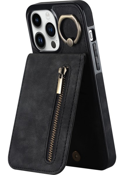 Iphone 12/12 Pro Cep Telefon Kılıf Kart Yuvaları Rfıd Blowantıon Pu+Tpu Geri Kapak Black (Yurt Dışından)