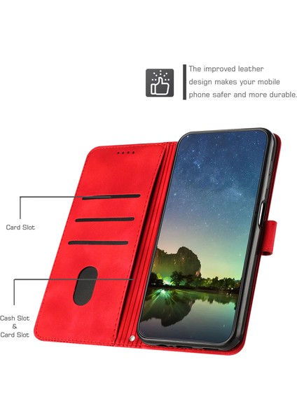 Iphone 12/iphone 12 Pro 6.1 Inç Pu Deri Stand Telefon Kılıf Üçgeni Strap-Red ile Baskılı Cüzdan Kapağı (Yurt Dışından)