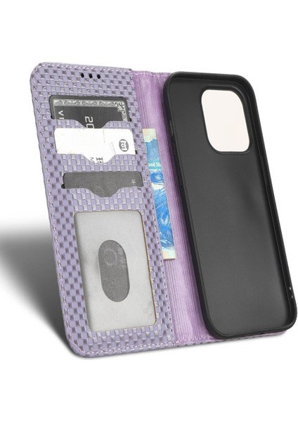Iphone 15 Için Baskı Için Grid Doku Flip Kapak Cüzdan Telefon Kılıfı Pu Deri Telefon Stand Kabuk Işık Mor (Yurt Dışından) indirimleri