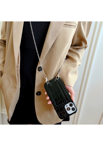 Iphone 15 Şok Geçirmez Kasa Için Timsah Dokulu Pu+Pc Telefon Kapağı 2 Kart Yuvaları Strap-Beige ile Anti-Drop Telefon Kabuğu (Yurt Dışından)