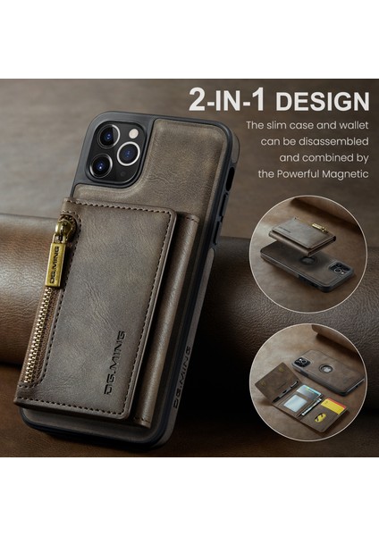 Iphone 11 Pro Max Deri Kılıf Söndürülebilir Manyetik Cüzdan-Cofee Için (Yurt Dışından)