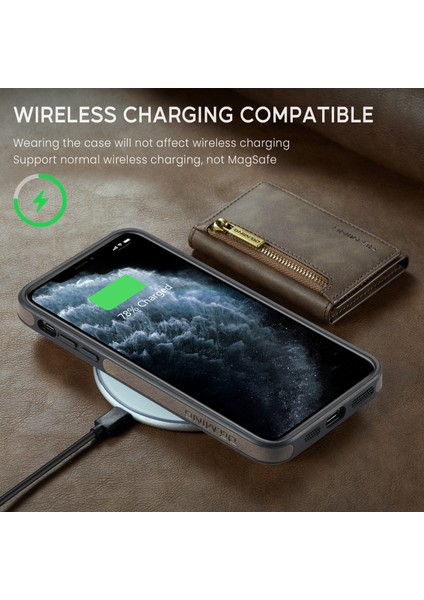 Iphone 11 Pro Max Deri Kılıf Söndürülebilir Manyetik Cüzdan-Cofee Için (Yurt Dışından)