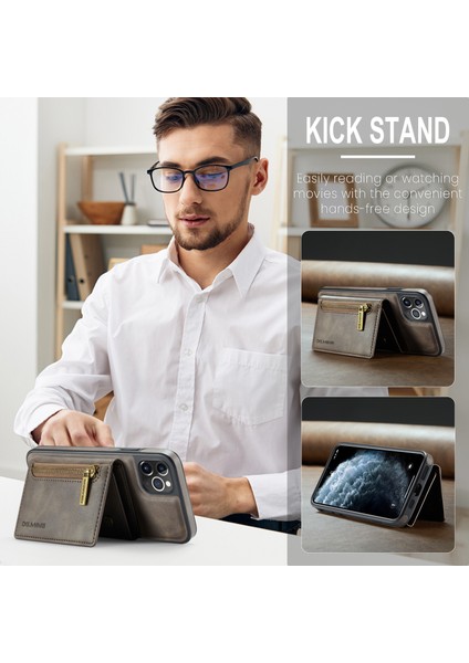 Iphone 11 Pro Max Deri Kılıf Söndürülebilir Manyetik Cüzdan-Cofee Için (Yurt Dışından)
