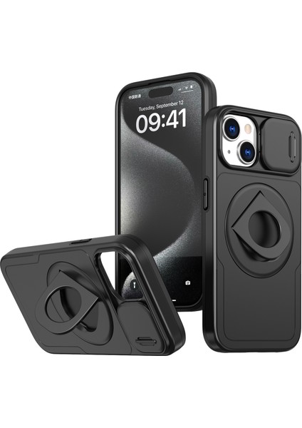 Iphone 14 Plus/15 Plus Kickstand Cover Için Tpu+Pc Manyetik Telefon Kılıf (Yurt Dışından)