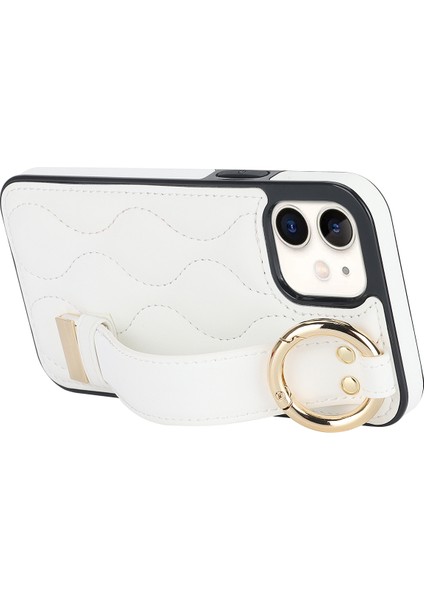 Iphone 12 Mini Case Wave Patal Pu+Tpu Kickstand Telefon Kapak-Beyaz (Yurt Dışından)