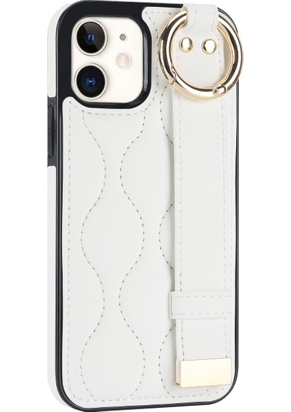 Iphone 12 Mini Case Wave Patal Pu+Tpu Kickstand Telefon Kapak-Beyaz (Yurt Dışından)