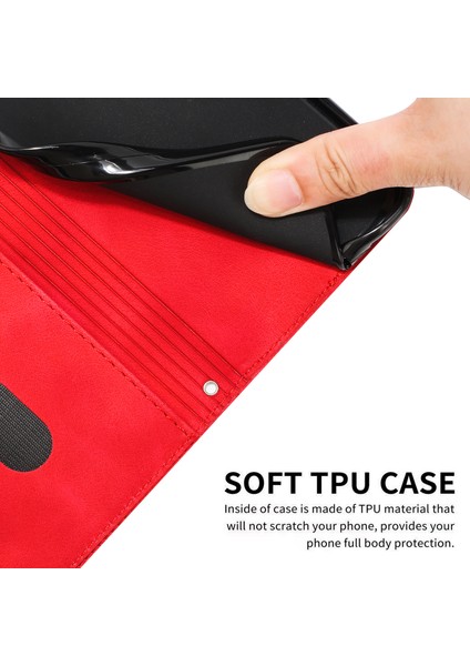 Iphone 12/iphone 12 Pro 6.1 Inç Pu Deri Stand Telefon Kılıf Üçgeni Strap-Red ile Baskılı Cüzdan Kapağı (Yurt Dışından)
