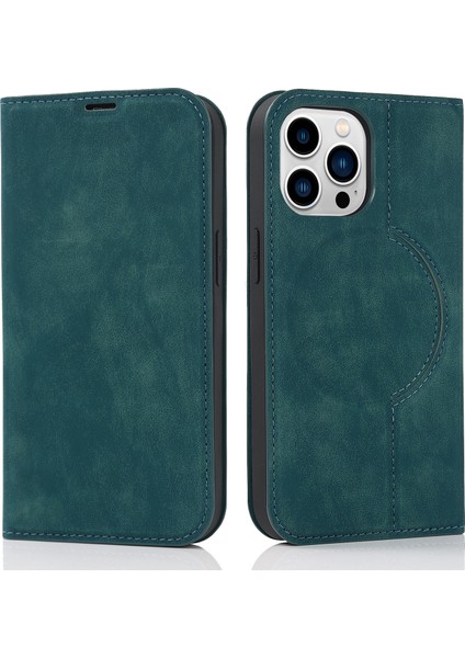 Iphone 14 Pro Case Pu Deri Kart Yuvaları Için Magsafe-Mavi ile Uyumlu Kapak (Yurt Dışından)