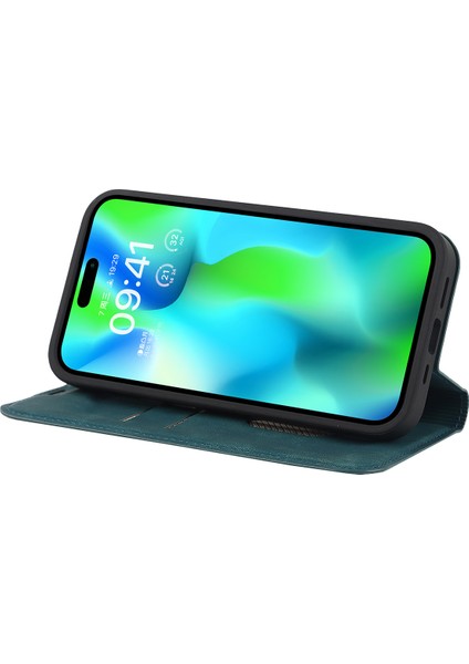 Iphone 14 Pro Case Pu Deri Kart Yuvaları Için Magsafe-Mavi ile Uyumlu Kapak (Yurt Dışından)