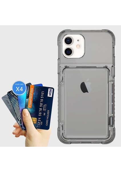 Iphone 12/12 Pro Için Pro Cleepe Plop Case Kıckstand Kapak Kart Yüksek Tümülü Siyah (Yurt Dışından)