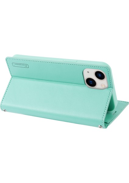 Iphone 14 Pu Deri Cüzdan Stand Kapağı Omuz Kayışı Yeşili ile Fermuar Cep Telefonu Kılıfı (Yurt Dışından)