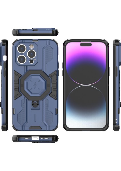 Iphone 14 Pro Max Koruyucu Telefon Kapak Yüzüğü Kickstand Pc+Tpu Geri Kılıf Mavisi (Yurt Dışından) indirimleri