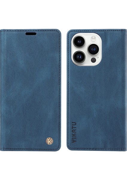 Iphone 15 Pro Pu Deri Deri Touch Cüzdan Stand Telefon Kapak Blue Için Koruyucu Kılıf (Yurt Dışından)