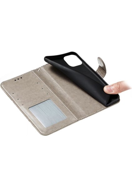 Iphone 15 Pro Mandala Için Çiçek Kılıfı Pu Deri Stand Cüzdan Telefon Kapak-Grey (Yurt Dışından) fırsatları