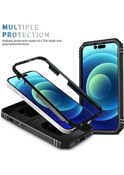 Iphone 15 Pro-Sürgülü Kamera Penceresi Için Telefon Kılıfı Pc+Tpu Kickstand Kapak Kart Yuvası Black (Yurt Dışından)