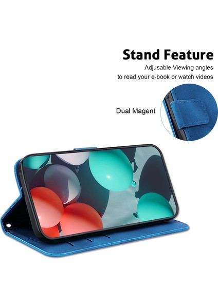 Iphone 13 Pro 6.1 Inç Pu Deri Cüzdan Kılıfı 7 Şekilli Baskı-Dark Mavi ile (Yurt Dışından)