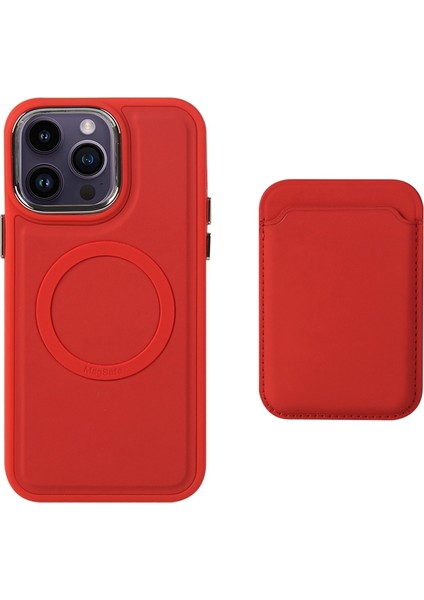 Iphone 15 Pro Magnetic Telefon Kılıfı Için Yumuşak Tpu Kart Tutucu-Kırmızı ile Cilt Touch Kapağı (Yurt Dışından)