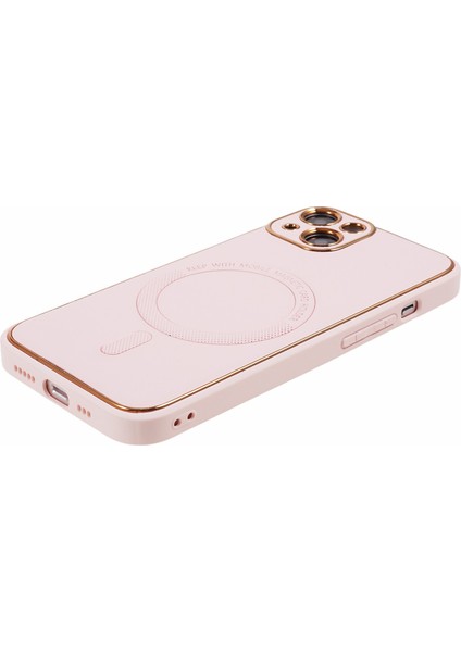 Iphone 13 Elektraplama Telefon Kılıfı Şok Geçirmez Pu Deri Kaplamalı Tpu+Pc Manyetik Kapak Magsafe-Pink ile Uyumlu (Yurt Dışından) fırsatları