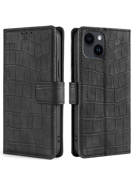 Iphone 15 Plus Şok Geçirmez Cüzdan Cilt-Touch Kapak Pu Deri Timsah Doku Telefon Vaka Black (Yurt Dışından)