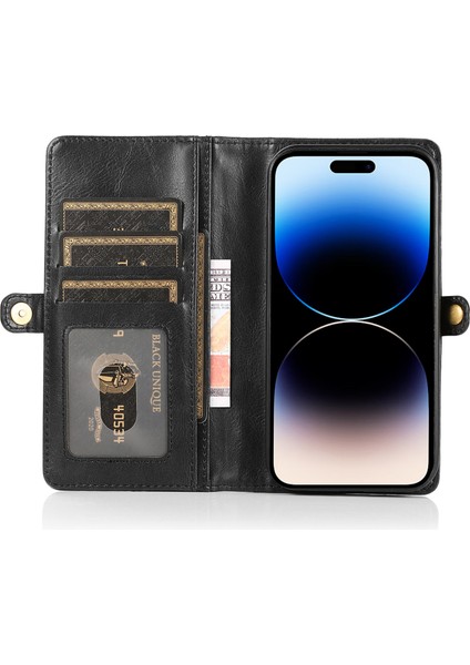 Iphone 14 Pro Söndürülebilir 2'si Tpu+Pu Deri Deri Şok Geçirmez Kapak Anti-Drop Telefon Vaka Black Için Cüzdan Telefon Kılıfı (Yurt Dışından) fiyatları