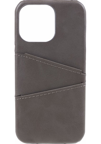 Iphone 15 Pro Max Shockproof Case Pu+Pc Telefon Kapağı 2 Kart Yuvaları Anti-Drop Telefon Vaka-Grey (Yurt Dışından)