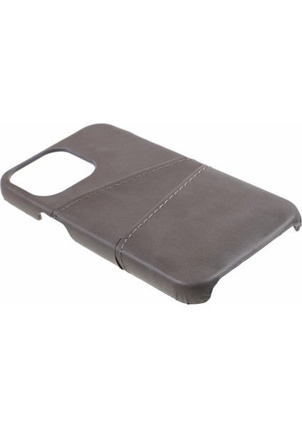 Iphone 15 Pro Max Shockproof Case Pu+Pc Telefon Kapağı 2 Kart Yuvaları Anti-Drop Telefon Vaka-Grey (Yurt Dışından)