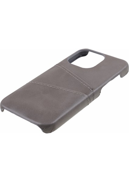 Iphone 15 Pro Max Shockproof Case Pu+Pc Telefon Kapağı 2 Kart Yuvaları Anti-Drop Telefon Vaka-Grey (Yurt Dışından)