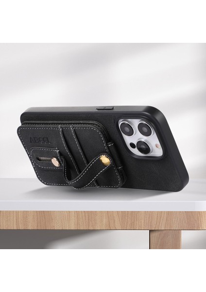 Iphone 14 Pro Kickstand Case Card Yuvaları Için Litchi Doku Pu Deri Kaplamalı Tpu+Pc Telefon Kapak Black (Yurt Dışından) fiyatları