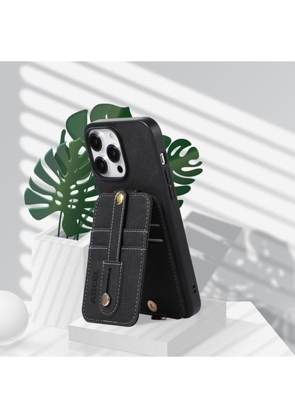 Iphone 14 Pro Kickstand Case Card Yuvaları Için Litchi Doku Pu Deri Kaplamalı Tpu+Pc Telefon Kapak Black (Yurt Dışından) modelleri