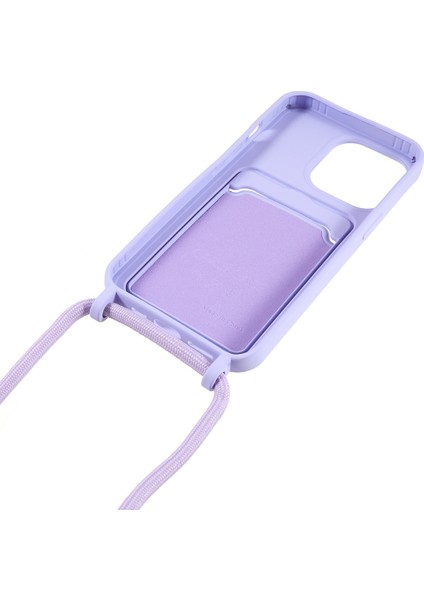 Iphone 15 Pro Max Telefon Kılıfı Için Sıvı Silikon Şok Geçirmez Kapak Kart Tutucu/kayış-Doğru (Yurt Dışından)
