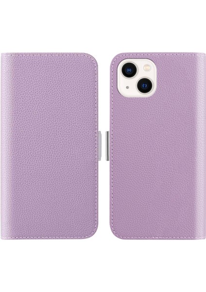 Iphone 15 Için Tam Sarılmış Telefon Kasası Standı Cüzdan Litchi Doku Şeker Pu Deri Kapak Işığı Mor Mor (Yurt Dışından)