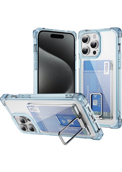 Iphone 15 Pro Max Kılıf Kart Yuvası Tpu+Akrilik Kapak Terazik Mavi Için Ysm Takviyeli Köşeler Serisi (Yurt Dışından)