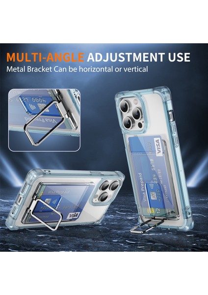 Iphone 15 Pro Max Kılıf Kart Yuvası Tpu+Akrilik Kapak Terazik Mavi Için Ysm Takviyeli Köşeler Serisi (Yurt Dışından)