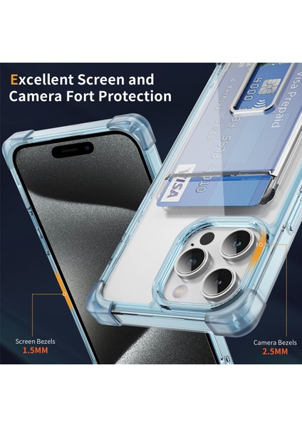 Iphone 15 Pro Max Kılıf Kart Yuvası Tpu+Akrilik Kapak Terazik Mavi Için Ysm Takviyeli Köşeler Serisi (Yurt Dışından)