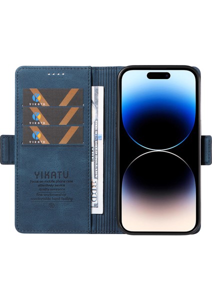 Iphone 15 Pro Pu Deri Kabuk Manyetik Cilt Touch Cüzdan Stand Kapak Mavisi Için Cep Telefonu Kılıfı (Yurt Dışından) fiyatları