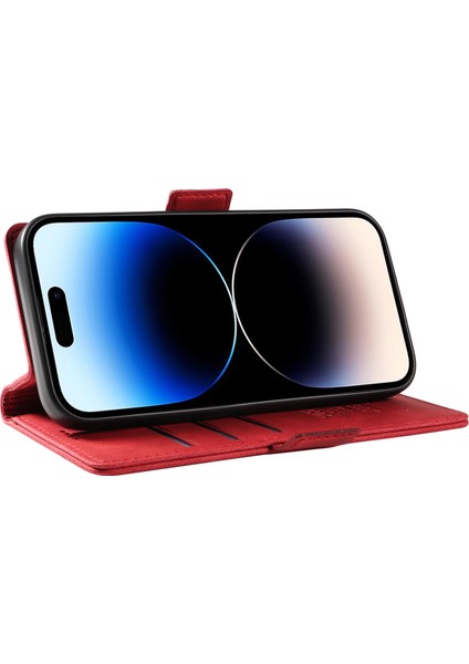 Pu Deri Telefon Kılıfı Iphone 15 Pro Max Cilt-Touch Şok Geçirmez Cüzdan Standı Kapak Kırmızı (Yurt Dışından) modelleri