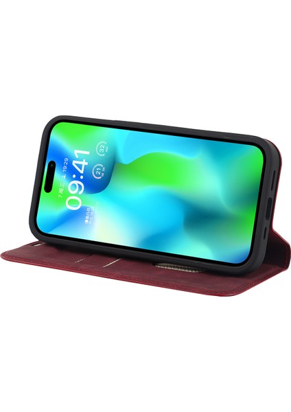 Rfıd Engelleme Kırmızıyla iPhone 15 Pro Magnicy Case Pu Deri Kart Tutucu Kapağı Için (Yurt Dışından) modelleri