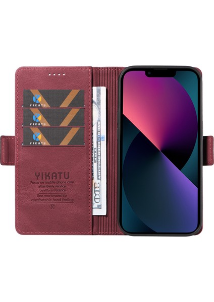 Iphone 15 Plus Anti-Cratch Kabuk Pu Deri Telefon Kılıfı Stand Kapağı Cilt-Touch Şok Geçirmez Cüzdan-Wine Kırmızı (Yurt Dışından) fiyatları