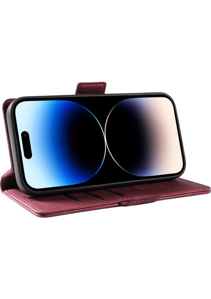 Iphone 15 Pro Pu Deri Kabuk Manyetik Cilt Touch Cüzdan Stand Kapak Kırmızısı Için Cep Telefonu Kılıfı (Yurt Dışından) modelleri