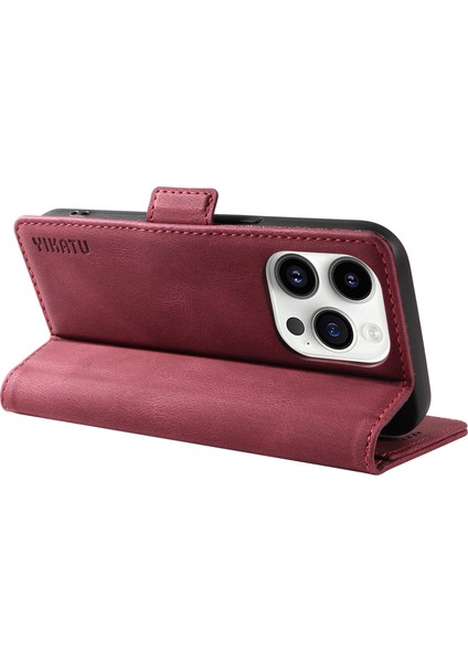 Iphone 15 Pro Pu Deri Kabuk Manyetik Cilt Touch Cüzdan Stand Kapak Kırmızısı Için Cep Telefonu Kılıfı (Yurt Dışından) fırsatları