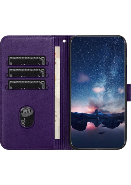 iPhone 14 Plus Içingeometrik Baskılı Cüzdan Kasası Artı Mikrofiber Deri Standı Telefon Kapak-Mor (Yurt Dışından) indirimleri