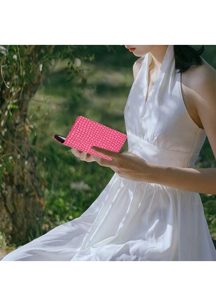 Iphone 12 Mini 5.4 Inç Pu Deri Cüzdan Timsah Doku Doku Dikiş Kapağı Strap-Rose ile (Yurt Dışından)