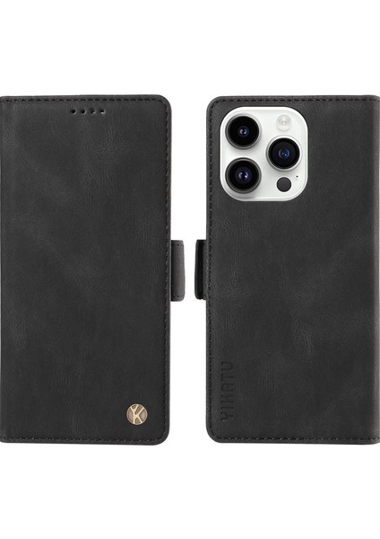 Iphone 14 Pro Folio Flip Cover Pu Pu Deri Deri Touch Stand Cüzdan Telefon Kılıfı Black (Yurt Dışından)